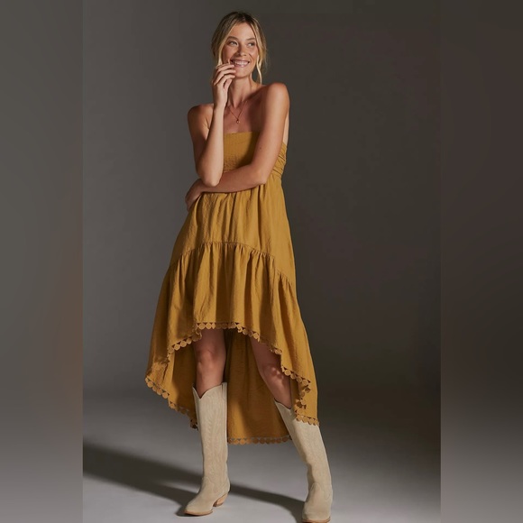 Anthropologie Dresses & Skirts - Anthropologie Maeve High-Low Strapless Bow Tie Midi Dress